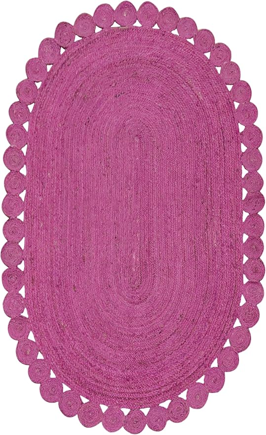 Oval Rug 10x16 Area Rug Kilim Rug Pink Solid Design 0.27 inches ThickIndoor Outdoor Rug Flatweave Rug High Traffic Area Lake House Bedroom Dining Room Living Room