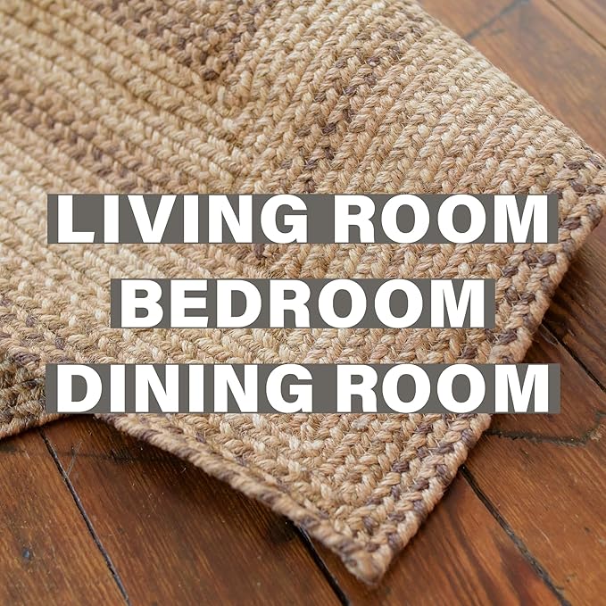 Homespice Cookie Dough Jute Braided Oval Rugs 4x6' - Brown Farmhouse Braided Rug for Bedroom and Living Room