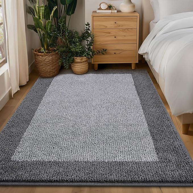 DOMUSTEX Washable Area Rug 34" x 60", Non Slip Kitchen Rug for Floor, Absorbent Entrance Runner Rug for Bedroom, Living Room, (Roll Packing)