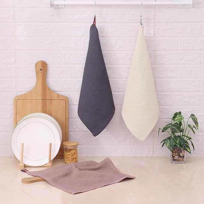 FreeNook 100% Cotton Waffle Weave Kitchen Towels, 8 Pack Dish Cloths for Washing Dishes, Ultra Soft Absorbent Dish Towels, Quick Drying Kitchen Rags, 12x12 Inches, Mixed Color