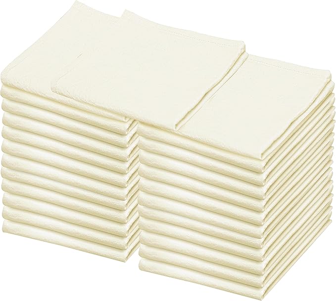 Flour Sack Towels – 24 Pack Cotton Kitchen Dish Towels, Tea Towels for Crafts, Embroidery, Baking, Bread Proofing – Thick, Absorbent, Quick-Dry – 28"x28" Natural