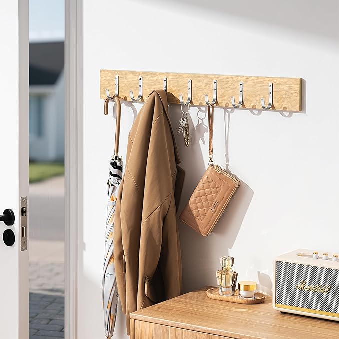 Josmimic 10-Pack Wall Hooks for Hanging Towel/Coat - 22LB Screw in Metal Hanger Wall Mount, for Outdoor, Closet, Door, Bathrooms, for Backpack, Robe, Silver
