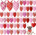 Abbylike 50 Pcs Valentines Day Plaid Dog Bandanas Bulk Pink Red Bandanas for Dogs Triangle Kerchief Bibs Scarf for Pet Romantic Costume Photo Props Accessories Pet Shops Groomers (19.7 x 13.8 x 13.8)