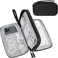Lcsmaokin Electronics Organizer Travel Case,Electronic Accessories Storage Bag,Portable Waterproof Cable Organizer Bag,Travel Cord Organizer Bag for Small Charging Cord Storage,Cables,SD Card-Black