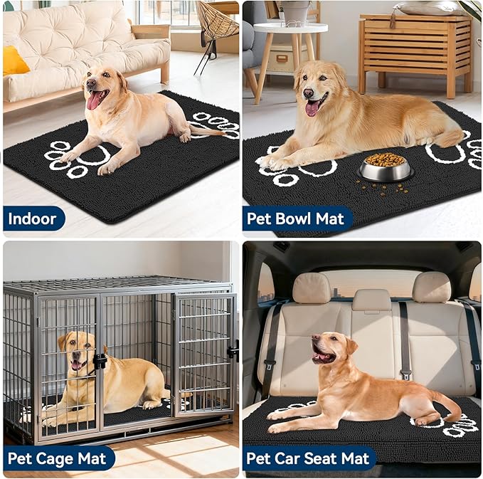 Bcoimo Super Absorbent Dog Door Mat, 48"*30" Anti Slip Mat for Muddy Paws, Pet Rugs for Dirty Paws Washable That Absorbs Moisture and Dirt, for Dog Cage and Pet Resting Carpet