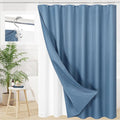 Craidlela 3 in 1 Shower Curtain Set, Moonlight Blue Waffle Shower Curtain and PEVA Liner Set with 12 Stainless Steel Shower Curtain Hooks, Fabric Cloth Shower Curtains for Bathroom, 72 W x 72 H