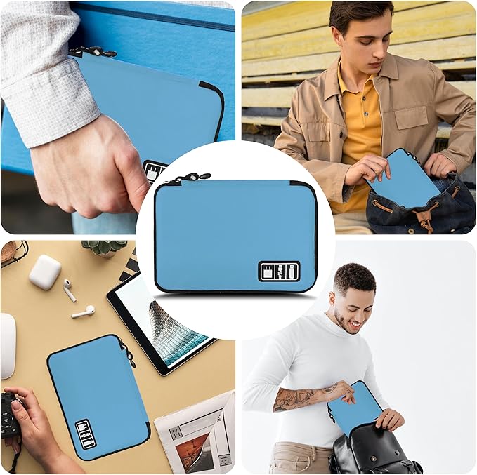 Miavers Electronics Organizer,Travel Cord Organizer Pouch, Portable Cable Organizer Bags,Travel Electronic Accessories Storage Case for Cables, Cords, Charger, Phone (Blue)
