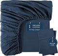LANE LINEN Full Fitted Sheet, 100% Organic Cotton, 3Pc Set (1 Fitted Sheet,2 Pillowcases), Percale Weave, Full Bed Bottom Sheet, Ultra Soft, Fits Mattress Upto 15" Deep - Estate Blue (No Flat Sheet)
