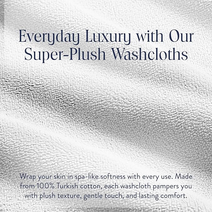 Brooklinen Super-Plush Turkish Cotton Washcloths - Set of 2 - Cotton, 820 GSM, Highly Absorbent, Machine Washable, Perfect for Home & Bathroom (13" x 13", Solid White)