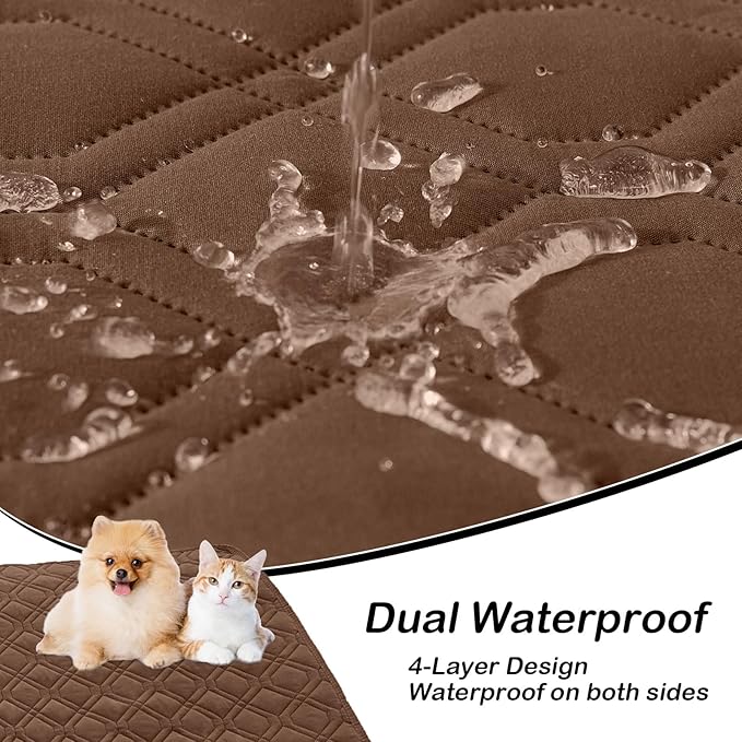 hyha Waterproof Dog Bed Blanket, Soft Pet Blankets, Waterproof Couch Cover for Dogs, Reversible Sofa Covers Washable for Furniture (52x82 Inch, Brown/Chocolate)
