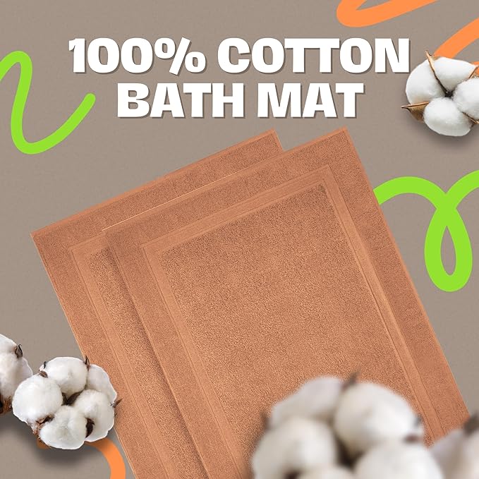 Infinitee Xclusives Premium Cotton Bath Mats for Bathroom – Pack of 2 | 34x22 Inches | Ultra Soft, Super Absorbent, Non-Slip, Machine Washable Mats (Cosmic Sand)