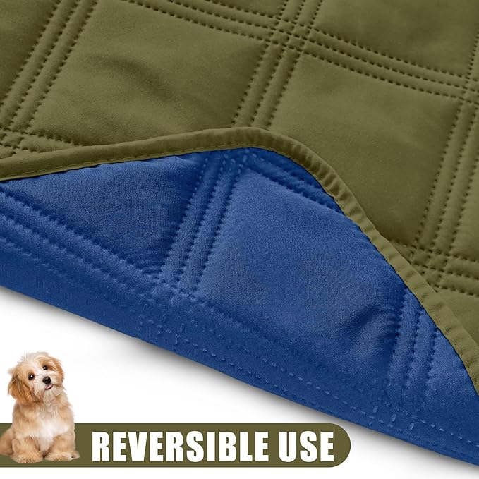 Smiry Waterproof Dog Bed Cover Blanket 52x82, Soft Reversible Pet Blanket, Washable Leakproof Cats Dogs Couch Cover for Sofa, Couch, Furniture, Lattice, Green/Navy