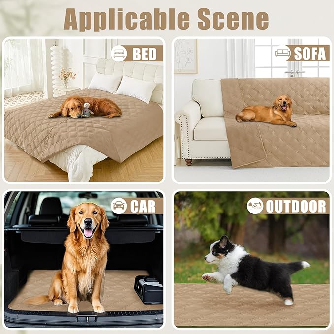 Smiry Waterproof Dog Bed Cover Blanket 68x82, Soft Reversible Pet Blanket, Washable Leakproof Cats Dogs Couch Cover for Sofa, Couch, Furniture, Lattice, Camel/Camel