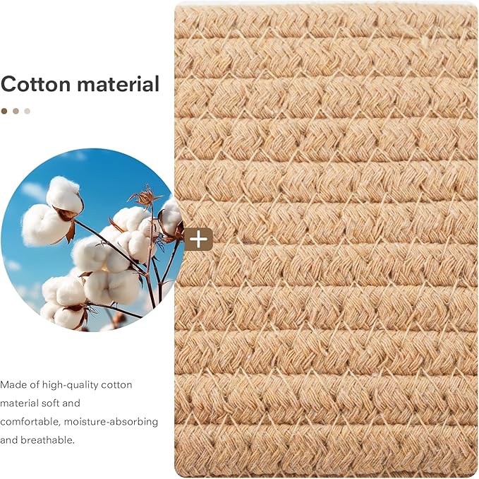 ECDYQXVU 5 Piece Storage Baskets Small Woven Basket with Detachable Leather Handle, Cotton Rope Shelf Baskets for Closet Organizers, Different Sizes Basket Decor, Jute Brown