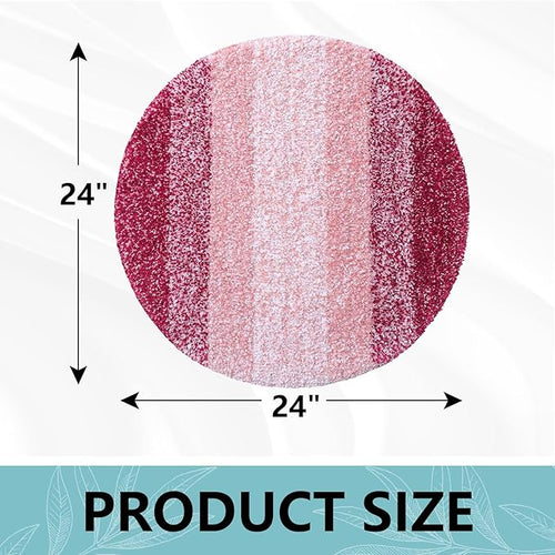 Arotive Microfiber Bathroom Rugs, Shaggy Soft and Absorbent Bath Rug, Non-Slip, Thick Plush Machine Washable Dry Bath Mats for Bathroom, Tub and Shower, 24x24, Burgundy, Round