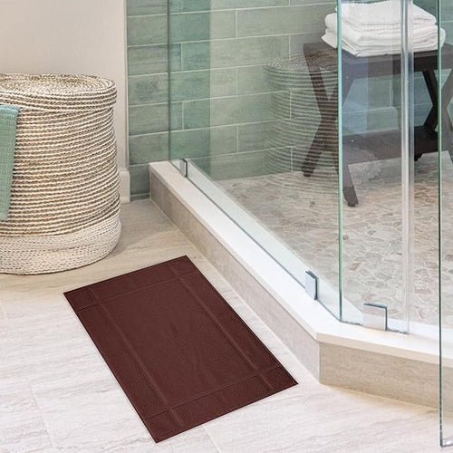 Ample Decor Cotton Bath Mats 34 X 20 Inches, 1350 GSM Oeko Tex Certified Solid Construction Thick & Plush, for Bathroom Floor, Shower – Brown