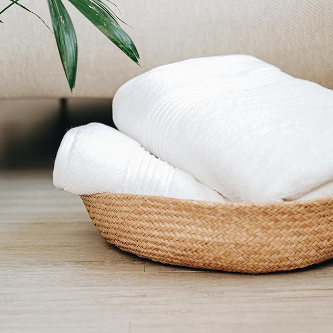 Milara Turkish Luxurious Extra Large Cotton Bath Sheet | Premium Bath Sheet Towels Ultra-Soft, Highly Absorbent, Durable | White Color Plush Bath Sheets, (35x70 Inches)