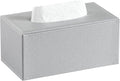 JLAMBOM Rectangle Tissue Box Cover for 120 to 160 Count Box of Tissues, PU Leather Tissue Holder with Magnetic Closure (Silver)