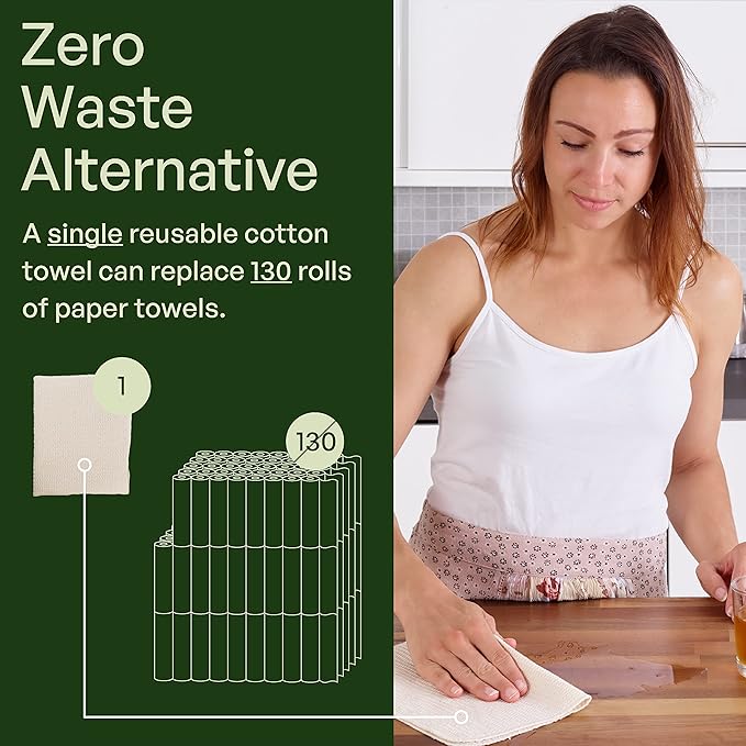 20 Pack Reusable unPaper Towels Washable - Nature Friendly - Organic Cotton Alternative - Thick, Strong, Paperless Kitchen Dish Cloths - Reusable Napkins - Dish Towels - Cloth Napkin - Kitchen Towels