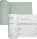 Sticky Toffee Muslin Swaddle Baby Blanket, Mint Green and Cream Dots, 47 x 47 in, Soft Breathable Oeko-Tex Cotton Newborn Wrap and Receiving Blanket