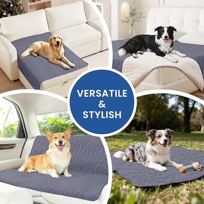 CYCMACO Waterproof Couch Covers for Pets, Waterproof Dog Bed Cover, Anti-Slip Soft Dog Blankets, Couch Cover for Dogs Washable, Pet Blanket for Puppy Large Dogs Cat (30x70 Inch, Grey Blue)