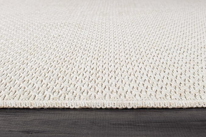 Easy Jute Rugs 8x10 White Color Living Room Indoor Outdoor Area Rug for Patio Farmhouse and Kitchen Rug High Traffic Easy to Clean Washable Solid Boho Woven Design Outside Carpet (8 x 10)