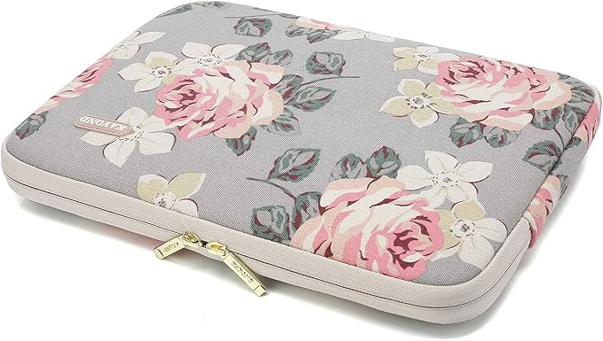 kayond Water-Resistant Canvas 13.3 Inch Laptop Sleeve-White Rose