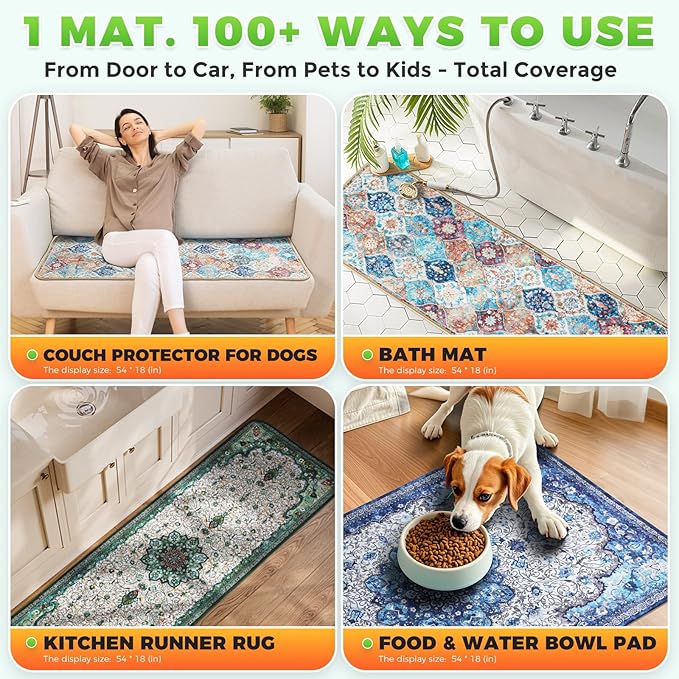 Hompet 2 Pack Waterproof & Absorbent Dog Car Seat Cover Mat, Fits Most Dog Car Hammocks, Washable Reusable Backseat Protector Pad, Quick Dry Leak-Proof Non-Slip Pet Travel Mat for Cars, 18"x54"