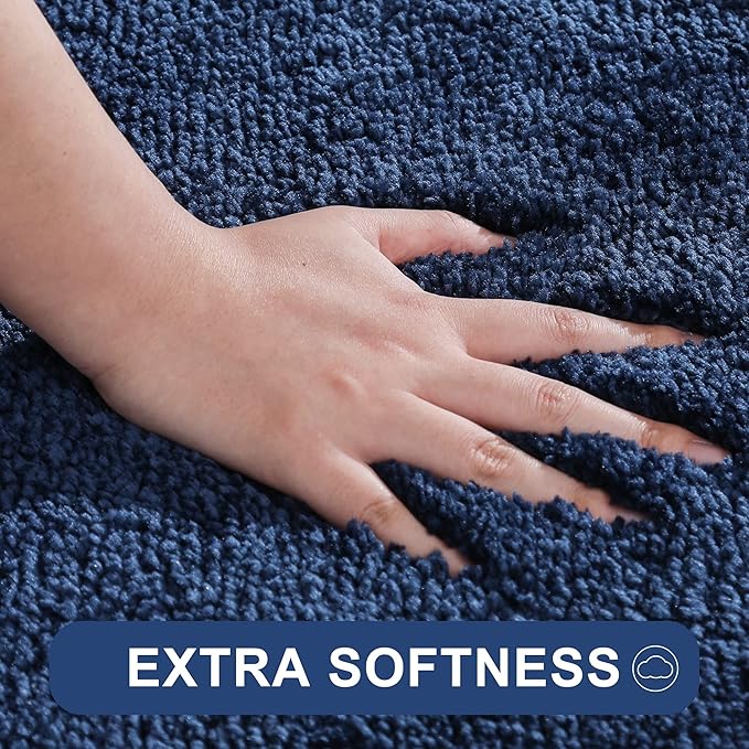 COSY HOMEER Bath Rugs for Bathroom Extra Thick- Anti-Slip Bath Mats Soft Plush Yarn Shaggy 100% Strong Mirco Polyeste Mat Living Room Bedroom Mat Floor Water Absorbent(Navy,24x36 - Inches)