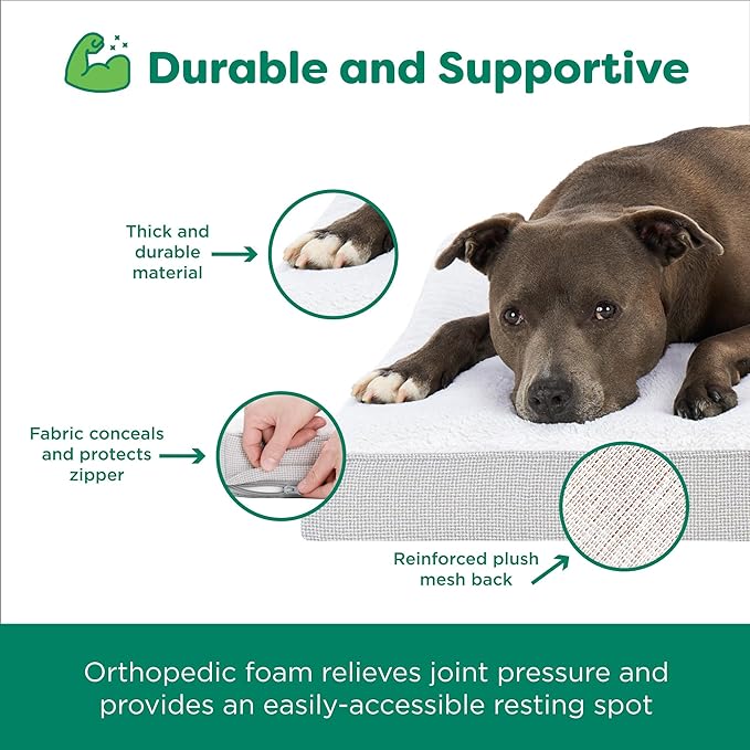 Furhaven Orthopedic Dog Bed – Classic Cushion with Plush Tufted Top, Supportive Foam Mattress, Removable Washable Cover, Joint Relief - Gray, Jumbo