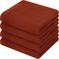 Kitinjoy 100% Cotton Waffle Weave Kitchen Towels, 4-Pack Super Soft and Absorbent Dish Towels for Drying Dishes, Kitchen Hand Towels, 13 in x 28 in, Rust