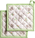 Maison d' Hermine Pot Holders Set 100% Cotton Heat Resistant Potholders 8" x 8" Hot Pads with Loop for Thanksgiving Christmas Decorations BBQ Baking Handling Hot Pans (Pack of 2, Christmas Dew)