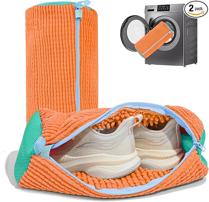 Shoe Washing Machine Bag: Laundry Shoe Bag for Washer and Dryer - 2pc Reusable Shoe Cleaning Bag for Sneaker Tennis Shoes Unstain Cleaner Kit(2 Pcs)