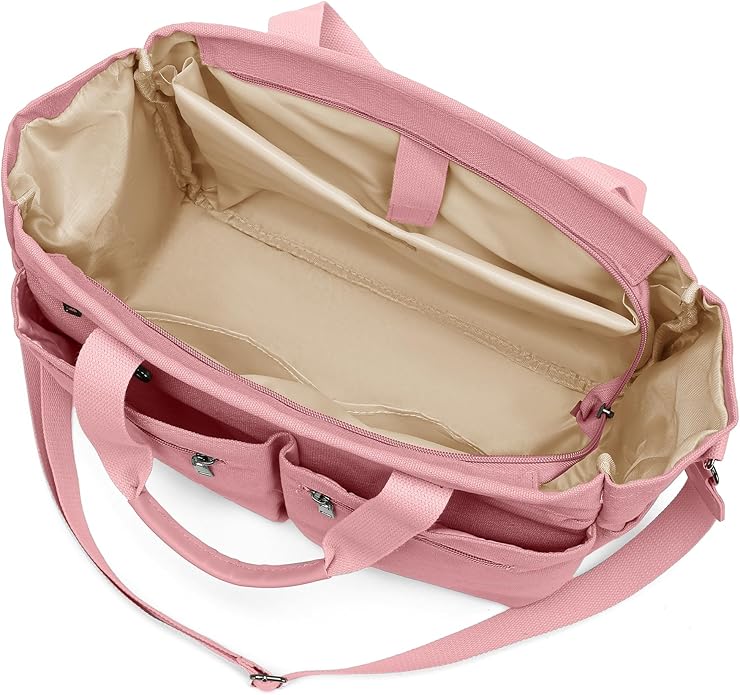 Women's Large Canvas Tote Bag Set (2PCs) - Ideal for Laptop, Hobo, Crossbody, Handbag, Travel, Gym & Work