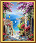 Foxnyart Stamped Cross Stitch Kits Full Range of Embroidery Needlework Starter Kits for Beginners Adults 11CT Embroidery Patterns Art Crafts DIY Needlepoint Kit-Seaside Floral Scenery 16x20 inchs