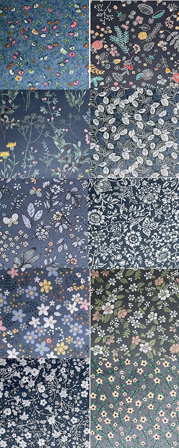 HANPATQUI 50PCS 10 x 10 inch Grey Printed 100% Cotton Fat Quarters Fabric for Sewing and Quilting Bundles Precut Fabric Square for DIY Craft Patchwork