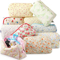 Paterr 10 Pcs Quilted Makeup Bag Bulk Cotton Floral Cosmetic Bag Women Girls Bridesmaid Gifts Cute Makeup Pouch Coquette Aesthetic Travel Toiletry Organizer(Classic Style,7.87 x 4.72 x 3.15 Inches)