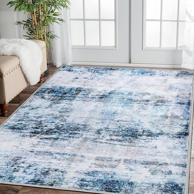 COMSLE Door Mat, Front Door Mat Indoor for Entrance Faux Wool Absorbent Non Slip Modern Throw Rug for Entryway Bedroom Muddy Paws - Pet Friendly, 36x60 Inches,Smashing Blue Machine Washable