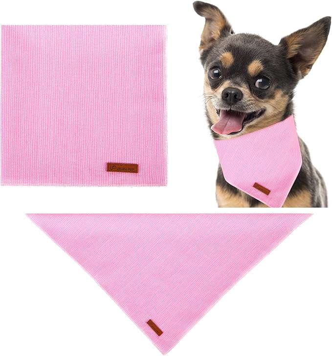 UP URARA PUP Dog Bandana - Comfortable Cotton Triangle Scarf for Medium Large Dogs, Washable Pet Kerchief for Girl Female Dogs, Pink Adorable Classic Bid Scarf