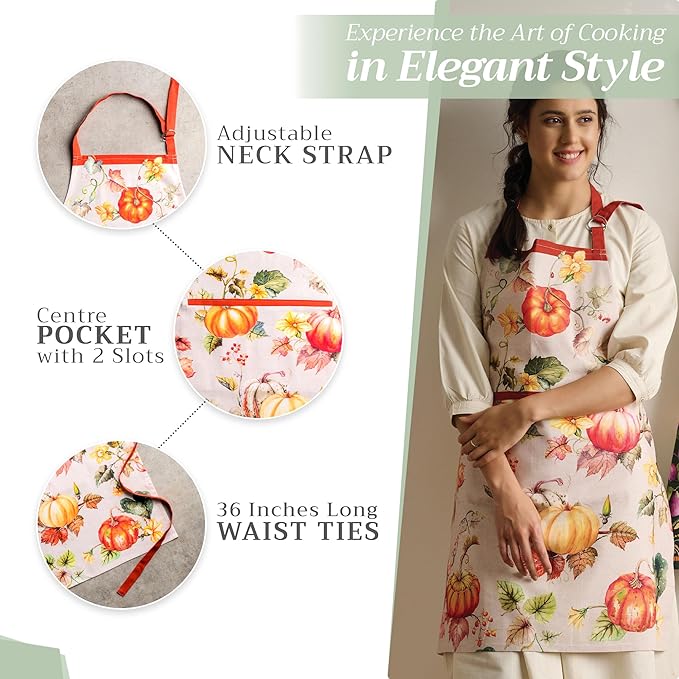 Maison d' Hermine 100% Cotton Apron for women with Pocket Kitchen Chef Apron for Men Cooking Gardening Server Waitress