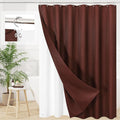 Craidlela 3 in 1 Shower Curtain Set, Brown Waffle Shower Curtain and PEVA Liner Set with 12 Stainless Steel Shower Curtain Hooks, Waterproof Fabric Shower Curtains for Bathroom, 72 W x 72 H