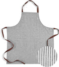 Solino Home Linen Bib Apron for Men & Women - 33 x 30 Inch Kitchen Apron with Front Pockets - Handcrafted from European Flax