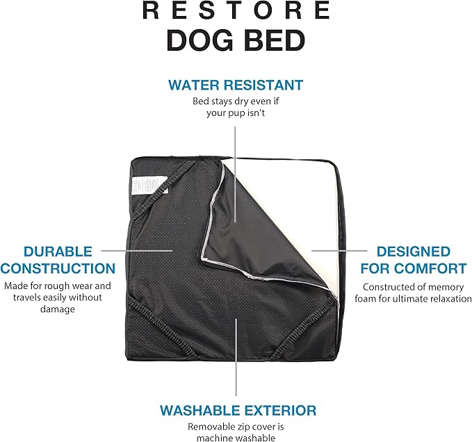 Blue-9 Pet Products Restore Dog Bed, Durable, Water Resistant, and Washable Design, 24” Square