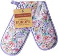Maison d' Hermine Double Oven Mitts 100% Cotton 7"x35" Double Oven Mitt Heat Resistant BBQ Cooking Gloves with Loop, Baking, Grilling, Home, Kitchen, Handling Hot Pans Spring Summer (Floral Love)