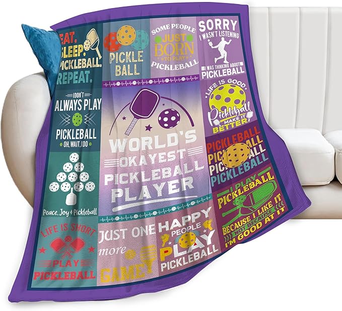wsradto Pickleball Blanket Gifts for Pickleball Lover Throw Blanket Bedding Cozy Fleece Flannel Lightweight Stuff Plush for Men Women Boys Adults Fans Players for Couch Sofa Bed Home Decor 40"x50"