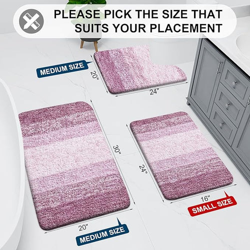 Arotive Microfiber Bathroom Rugs, Shaggy Soft and Absorbent Bath Rug, Non-Slip, Thick Plush Machine Washable Dry Bath Mats for Bathroom, Tub and Shower, 44x24, Purple, Rectangular
