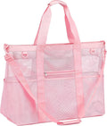Fammart Mesh Beach Bag, Large Beach Tote with Zipper Pocket for Family Pool Bag for Toys & Vacation Essentials