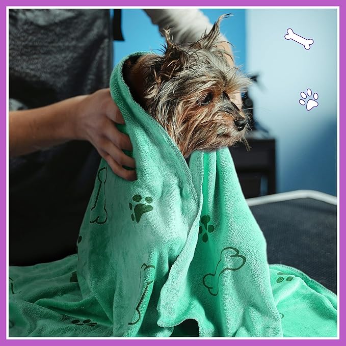 Chumia 8 Pcs Dog Towels for Drying Dogs Cats Pet Towels Bulk Puppy Microfiber Quick Drying Paw Bath Bathing Supplies Absorbent for Medium Pets(Classic Color,55 x 28 Inch)