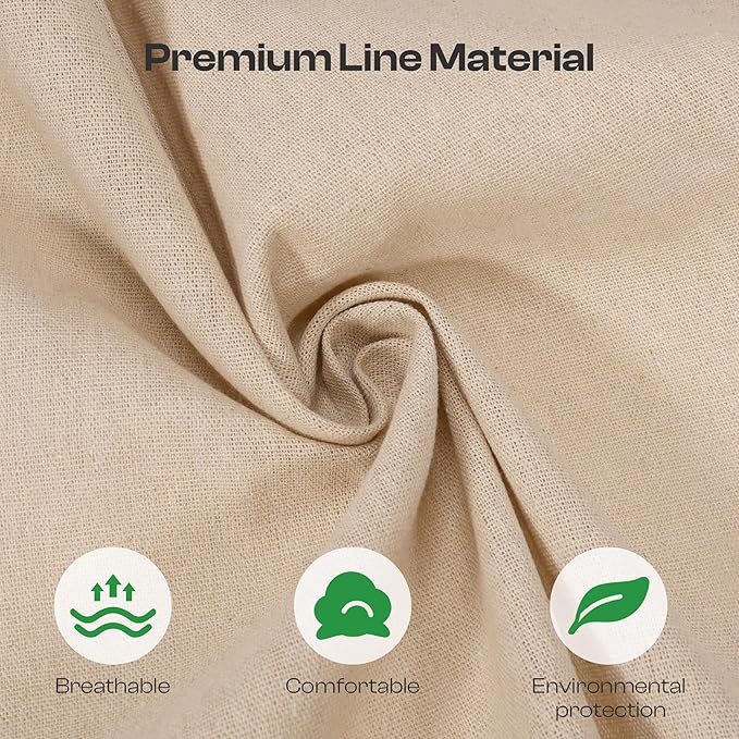 Caydo Creamy Color Linen Needlework Fabric, 62 by 19 Inch Linen Fabric by The Yard for Garment Making, Tablecloth and Home Decoration