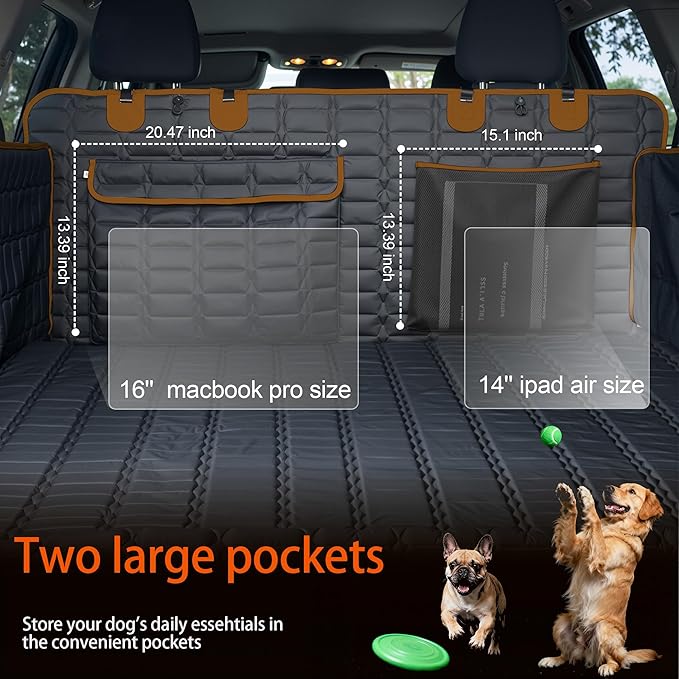 Reliadura SUV Cargo Liner for Dogs, Waterproof Pet Cargo Cover Dog Seat Mat for SUVs Sedans Vans with Bumper Flap Protector, Scrachproof Non-Slip Large Size Dog Seat Mat Universal Fit, Brown